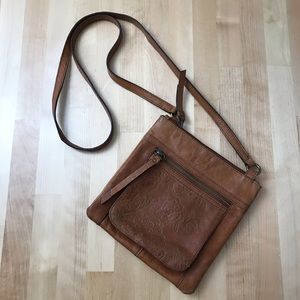 Fossil Cross Body Small Leather Purse Embroidery